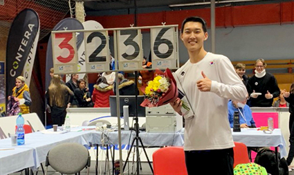15학번 우상혁 선수, 세계육상실내투어대회 한국 신기록으로 우승